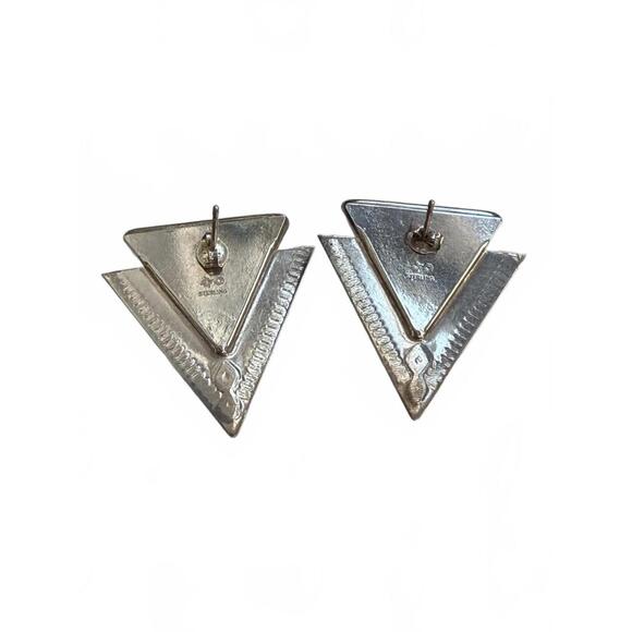 VTG SUNWEST 925 Silver Turquoise Lapis Onyx Inlay Earrings Southwestern - Picture 4 of 7